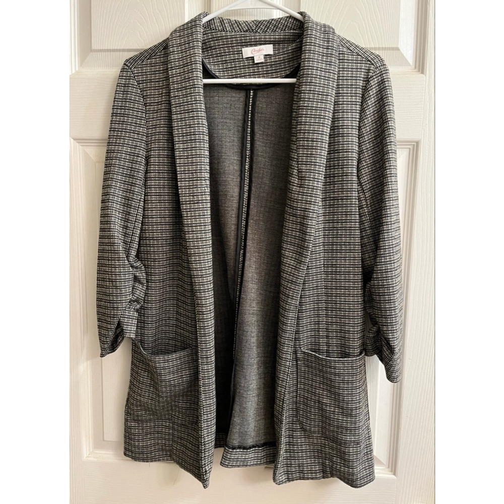 CANDIES~ WOMEN’S BLACK/WHITE OPEN FRONT CARDIGAN ~M